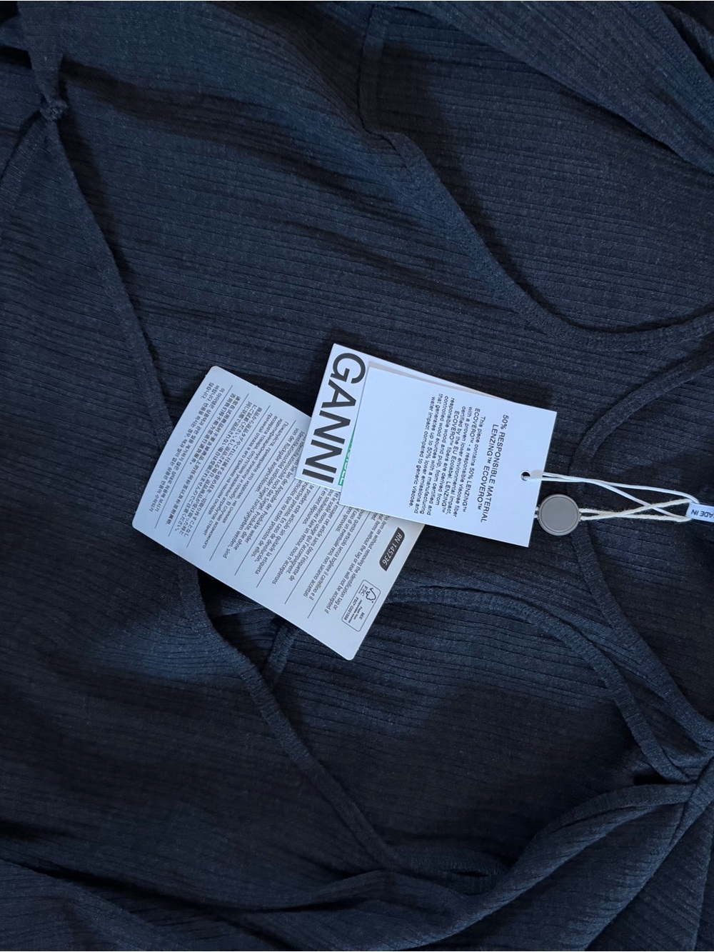 Ganni NWT Dark Gray Wrap Top Midi Dress